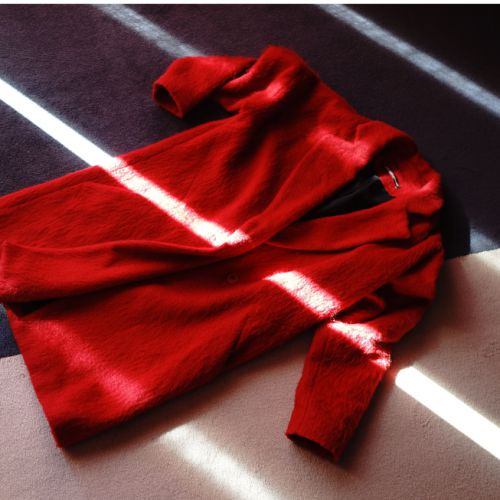 manteau rouge oversize
