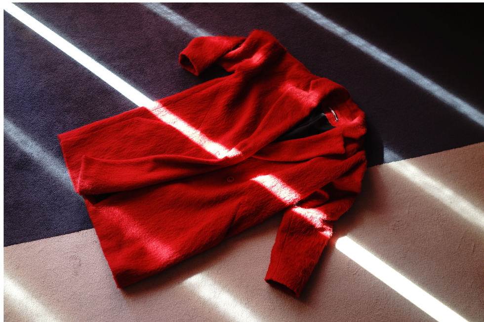 manteau rouge oversize