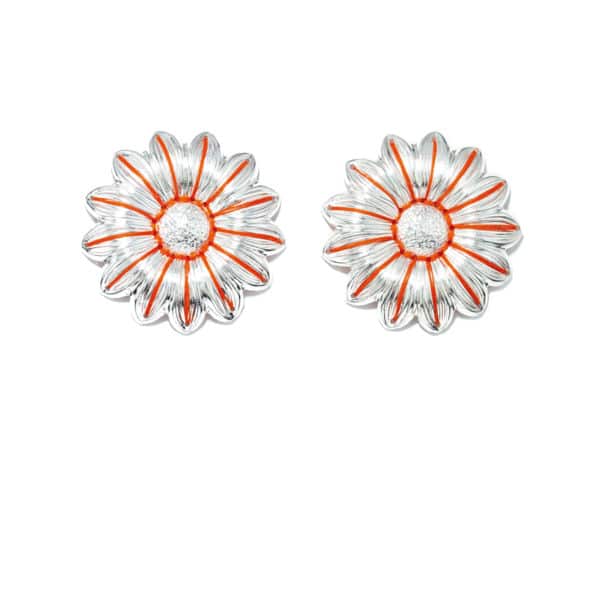 BO fleurs argent et broderie orange