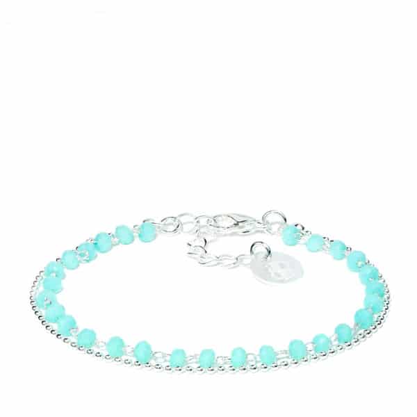 Bracelet perles de verre turquoise et argent