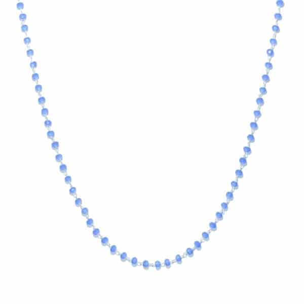 Collier perles de verre bleu et argent Collier perles de verre bleu et argent