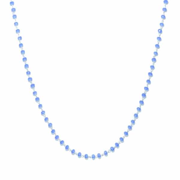 Collier perles de verre bleu et argent