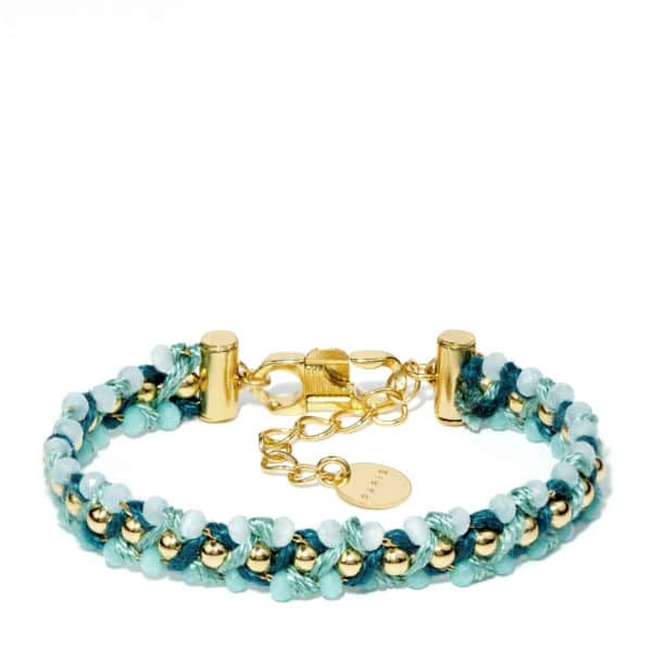 Bracelet triple doré perles de verre,et chaîne à billes Bracelet triple doré perles de verre,et chaîne à billes