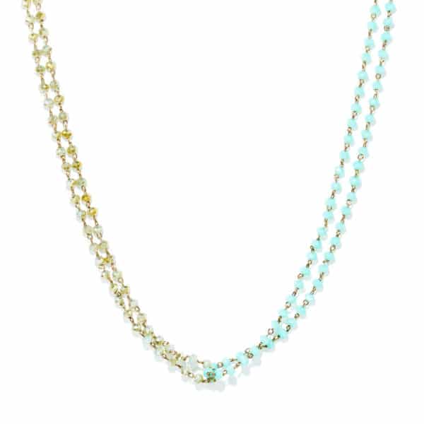 Collier perles de verre bicolor